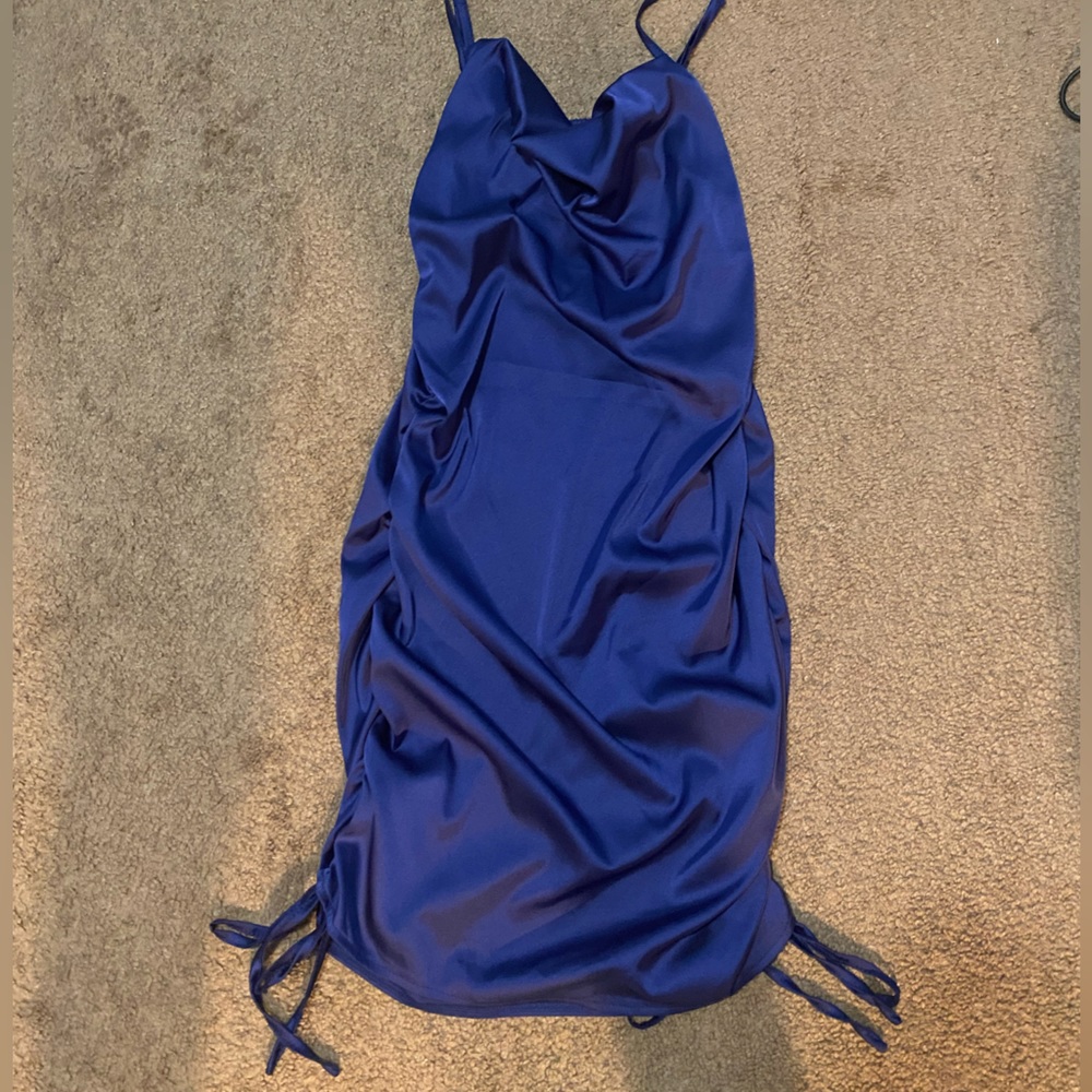 Purple fitted silk dress